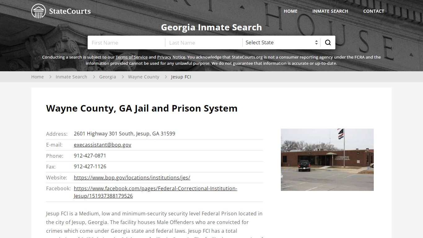 Jesup FCI Inmate Records Search, Georgia - StateCourts